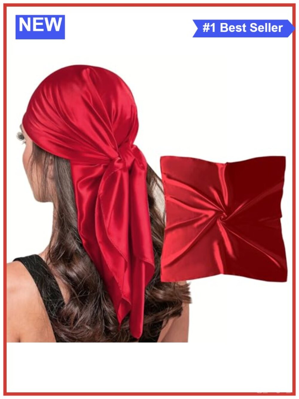 35" Square Silk Feeling Scarf for Hair Wrapping & Sleeping